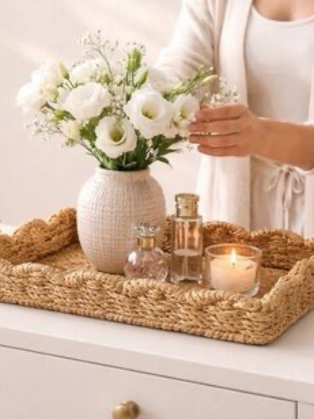 Savvy & Sorted, Handwoven Seagrass Tray with Natural Tan Finish